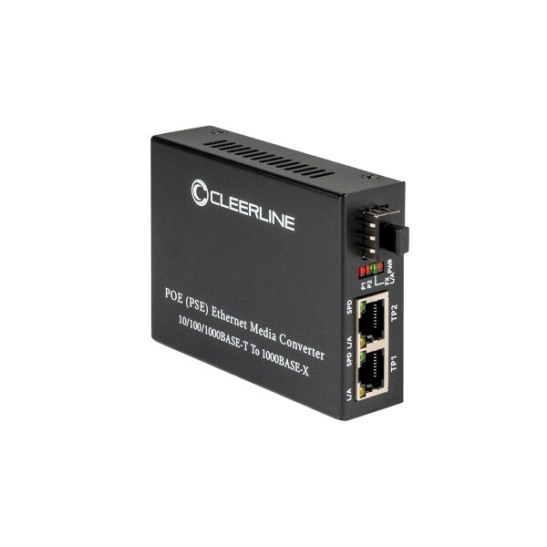 1 x SFP to 2 x RJ45 Gb Ethernet Fiber Optic Media Extender with POE+